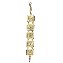 Bracelet motifs ethniques carres dore