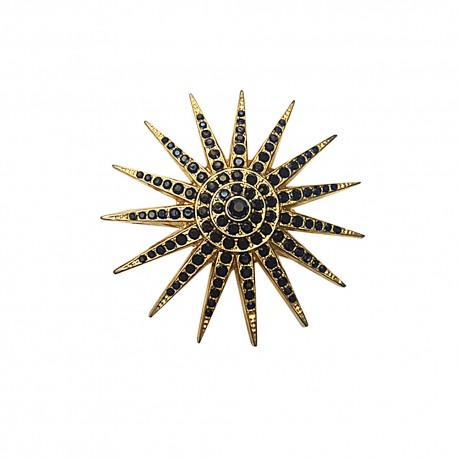 BROCHE ETOILE DE COMMANDEUR DORE STRASS NOIR
