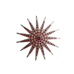 Broche etoile de commandeur argentee strass rouge