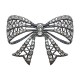 old silver plated bow with white strass brooch