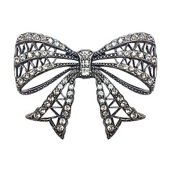 Broche Noeud  Argentée Strass blanc