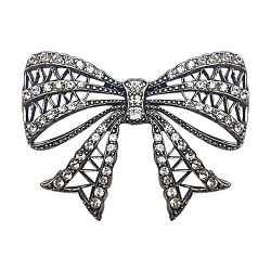 Broche noeud  viel argent strass blanc