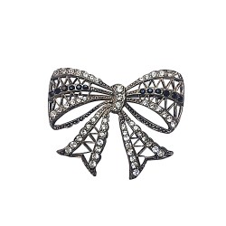 Broche noeud viel argent et strass noir