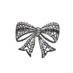 old silver plated bow with black strass brooch