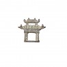 silver PLATED CHINESE PAGODA AND WHITE CRYSTAL SVAROVSKI BROOCH