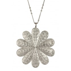 Pendentif fleur argenté