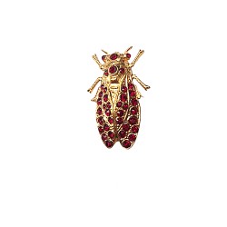 gold plated Cicada with RED strass Brooch