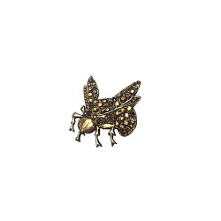 BROCHE ABEILLE VIEL OR ET STRASS JAUNE