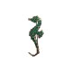 BROCHE HIPPOCAMPE DOREE ET STRASS VERT