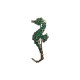 GOLD PLATED SEAHORSE WITH GREEN STRASS BROOCH