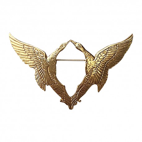 GOLD PLATED DOUBLE BIRDS BROOCH
