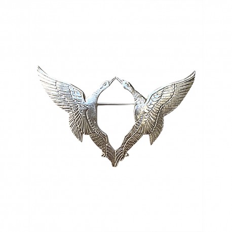 SILVER PLATED DOUBLE BIRDS BROOCH
