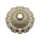 BROCHE FILIGRANE ARGENTEE RANG DE STRASS ET PERLE
