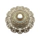 BROCHE FILIGRANE ARGENTEE RANG DE STRASS ET PERLE