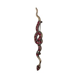 Broche serpent viel or strass rouge