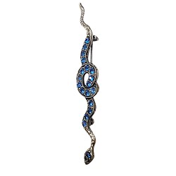 OLD SILVER PLATED SNAKE WITH BLUE STRASS BROOCCH