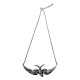 COLLIER GRAND OISEAU ARGENTE STRASS BLANC ET NOIR