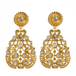 Gold plated Pear Shaped Filigree with strass Earrings