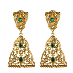 Gold plated triangular Filigree with strass Earrings