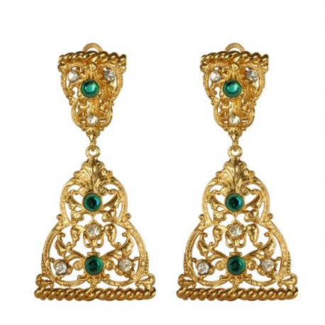 Boucles d'Oreilles Filigrane Triangulaire  Dorées