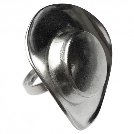 SILVER PLATED HAT RING