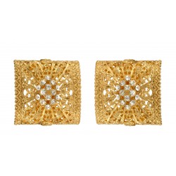 Gold plated Rectangular Shaped Filigree with strass Earrings