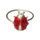 SILVER PLATED LADYBIRD WITH RED AND BLACK LACQUER RING