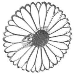 SILVER PLATED BIG FILIGREE FLOWER RING