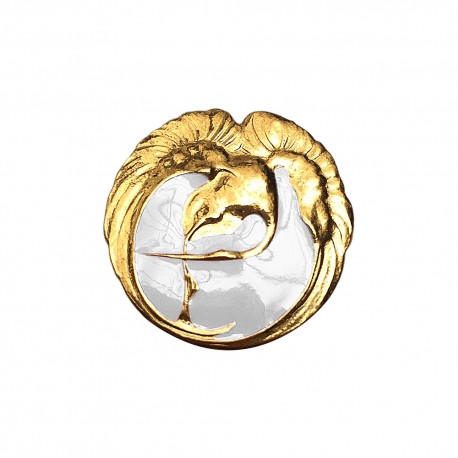 BAGUE CYGNE DORE  LAQUE BLANCHE