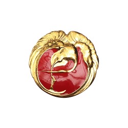 GOLD PLATED SWANN WITH RED COLD ENAMEL RING
