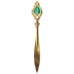 GOLD PLATED WITH GREEN COLD ENAMEL HAIR STICK
