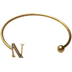 GOLD PLATED N LETTER WITH WHITE STRASS BRACELET