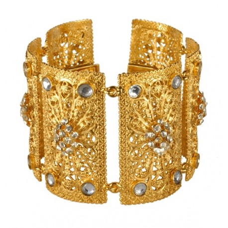  Golden Rectangular Filigree Bracelet 