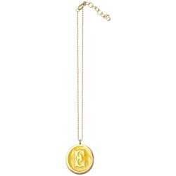 GOLD PLATED ROUND LETTER E YELLOW COLD ENAMEL PENDANT