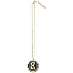 Pendentif lettre e dore email a froid noir