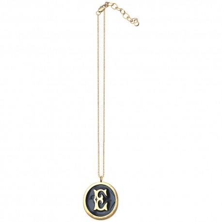 GOLD PLATED ROUND LETTER E WITH COLOURED COLD ENAMEL PENDANT