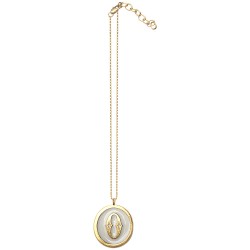 Pendentif lettre o ronde email a froid blanc