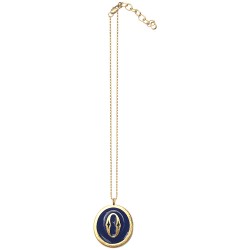 GOLD PLATED ROUND LETTER O BLUE COLD ENAMEL PENDANT