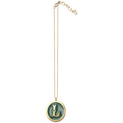 Pendentif lettre l dore email a froid vert