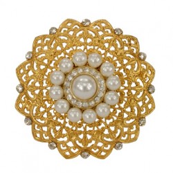 Golden  Circle Of Pearls Brooch