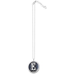 SILVER PLATED E LETTER BLACK COLD ENAMEL PENDANT