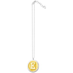 SILVER PLATED LETTER E YELLOW COLD ENAMEL PENDANT