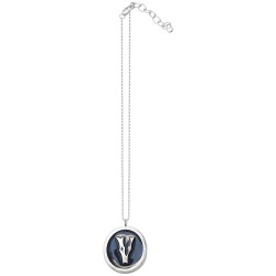 Pendentif lettre v argente  email a froid noir