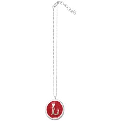 PENDENTIF LETTRE L ARGENTE  EMAIL A FROID ROUGE