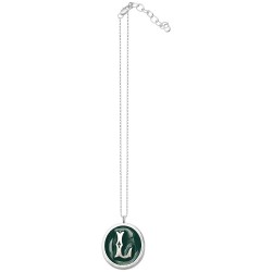 SILVER PLATED L LETTER GREEN COLD ENAMEL PENDANT
