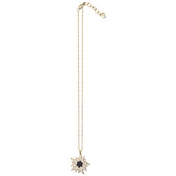 Pendentif fleur  email a froid blanc et noir dore