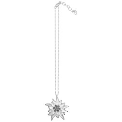 Pendentif fleur  email a froid blanc et noir argente