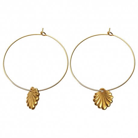 GOLD PLATED SHELL HOOP EARRINGS