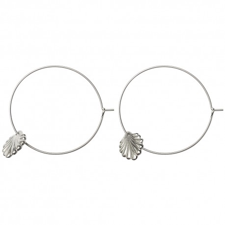 SILVER PLATED SHELL HOOP EARRINGS