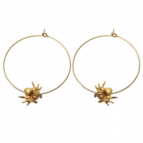 GOLD PLATED SPIDER HOOP EARRINGS